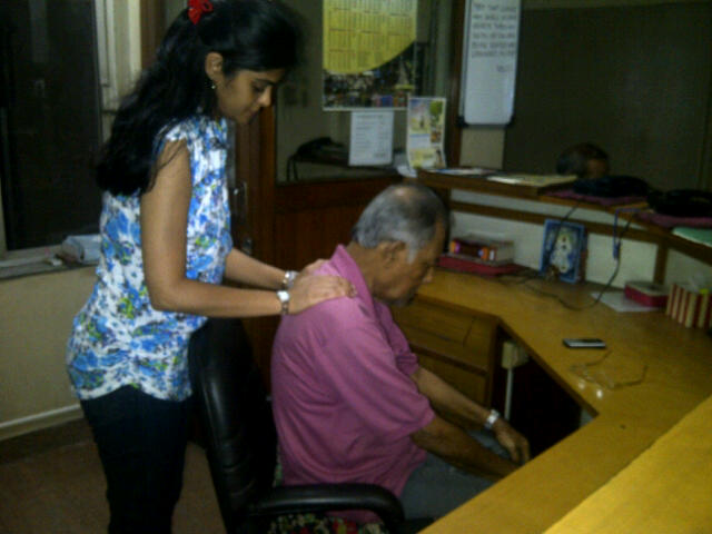 Manisha Giving Reiki to Mr. Dasgupta
